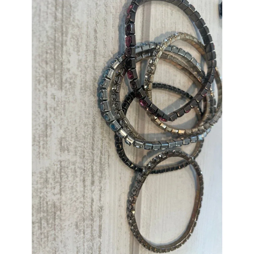 *Vintage costume, jewelry lot, bracelets, necklace, earrings, black white silver